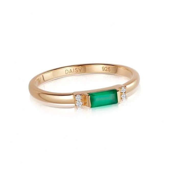 Beloved Fine Green Onyx Band 18ct Gold Plated Ring JR02_GP