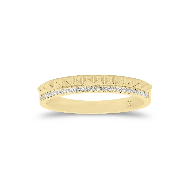 Diamond & Gold Pyramid Double Ring