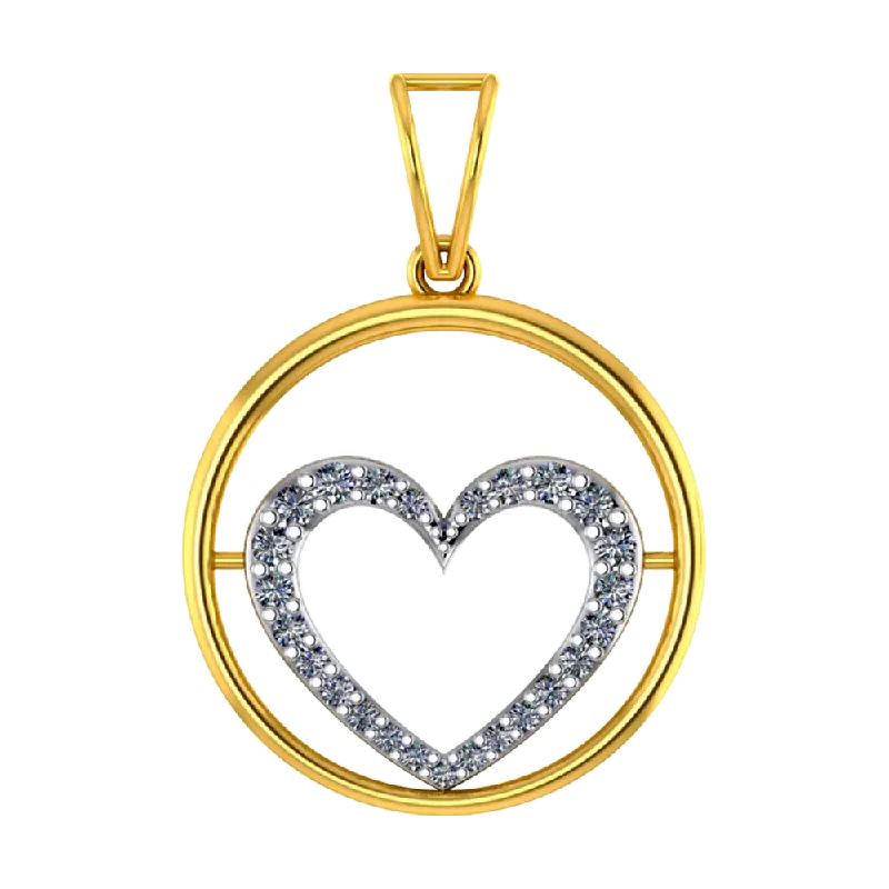 Beautiful 14k Gold Circular Pendant With A Heart Shape Design In It