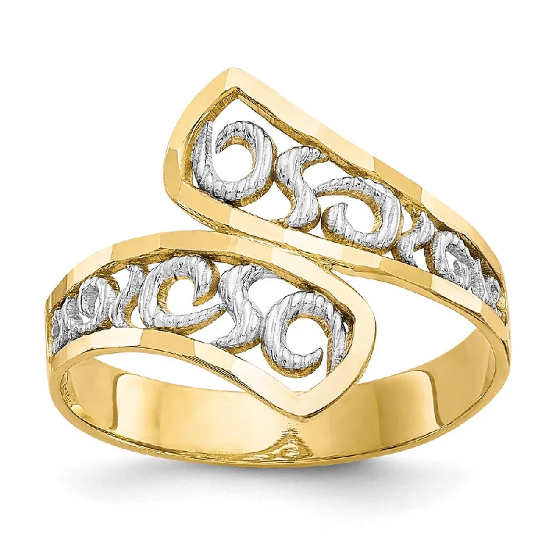 10k Yellow Gold and Rhodium Filigree Ring