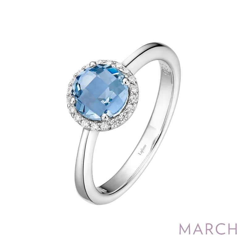 Lafonn Simulated Diamond & Aquamarine Birthstone Ring - March BR001AQP