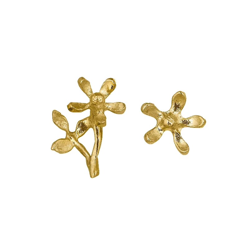 Alex Monroe Gold Asymmetric Growing Flower Stud Earrings