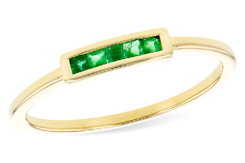 14K Yellow Gold Emerald Stackable Ring