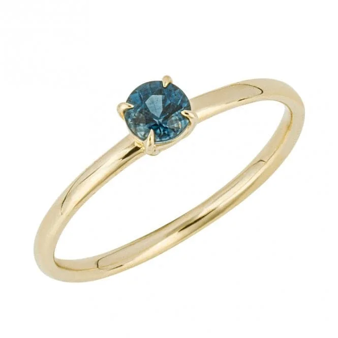 Round Teal Sapphire 9ct Yellow Gold Ring GR625L