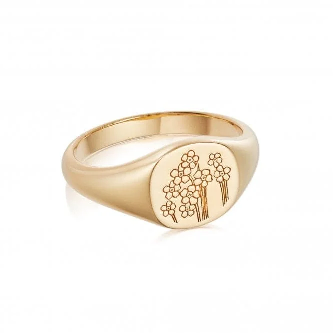 Forget Me Not Signet 18ct Gold Plated Ring FR02_GP