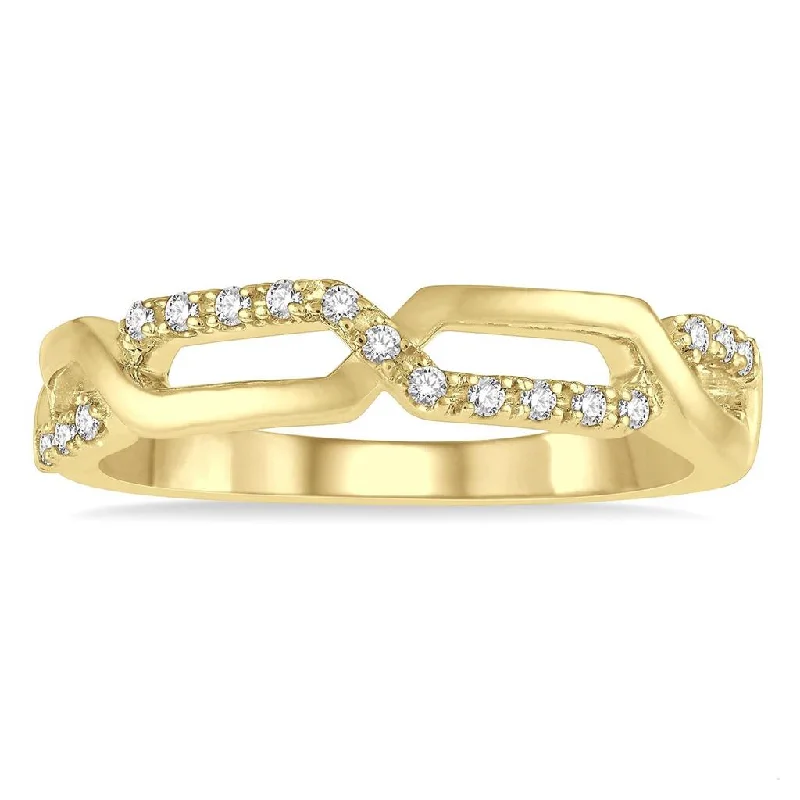 14K Yellow Gold Paperclip Stackable Diamond Ring