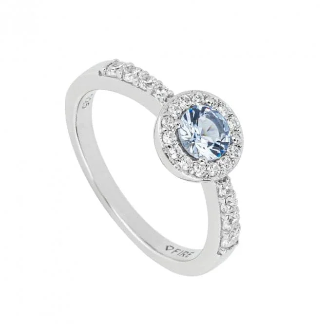 Round Light Blue Zirconia Pave Surround Ring