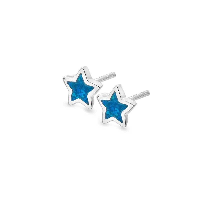 Sea Gems Sterling Silver Opalite Star Stud Earrings