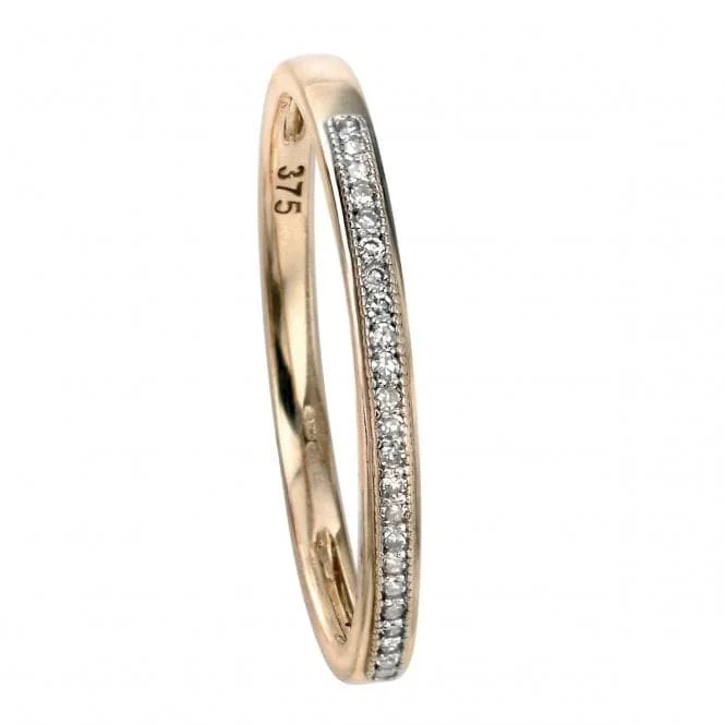 Elements 9ct Yellow Gold Pave Set Diamond Ring GR511