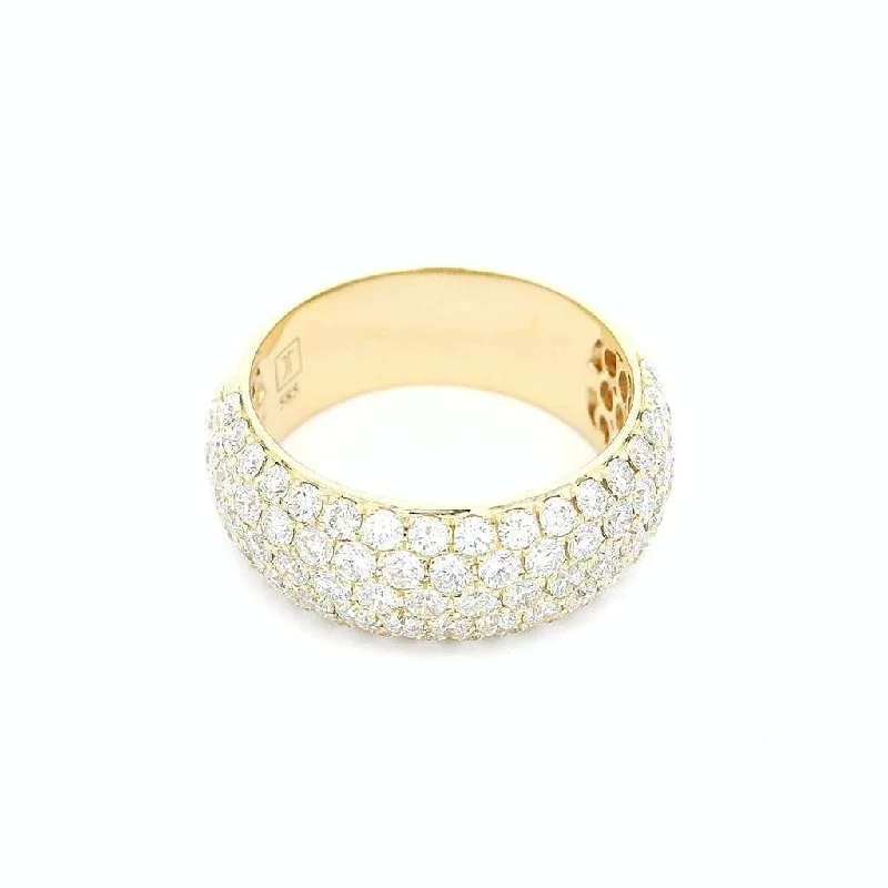 14K Yellow Gold Wide Pavé Diamond Band