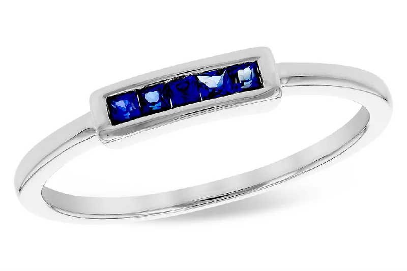 14K White Gold Sapphires Band Ring