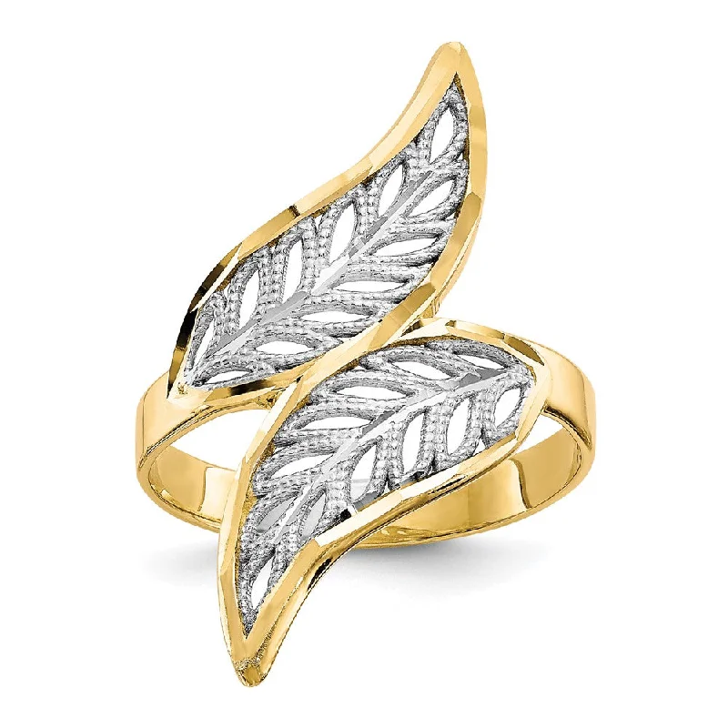 10k Yellow Gold w/Rhodium Diamond-Cut Filigree Ring