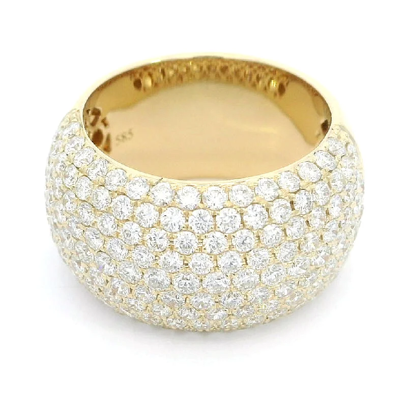 14K Yellow Gold Wide Pavé Diamond Band