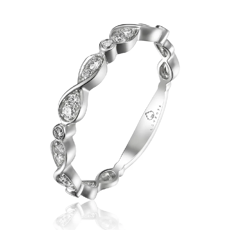 14K White Gold Infinity Diamond Stackable Ring