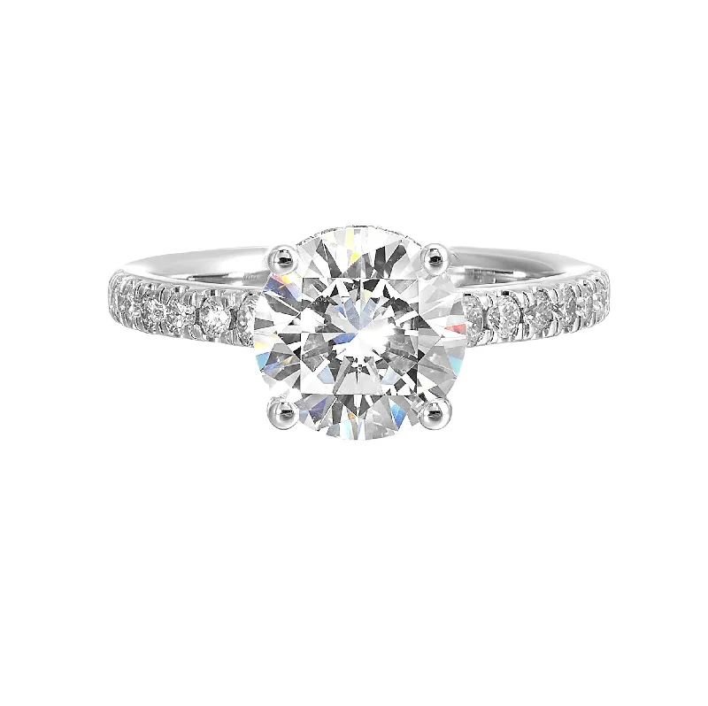 Thollot-Colorado Cut 14K White Gold 0.38ctw 4 Prong Style Diamond Semi-Mount Engagement Ring