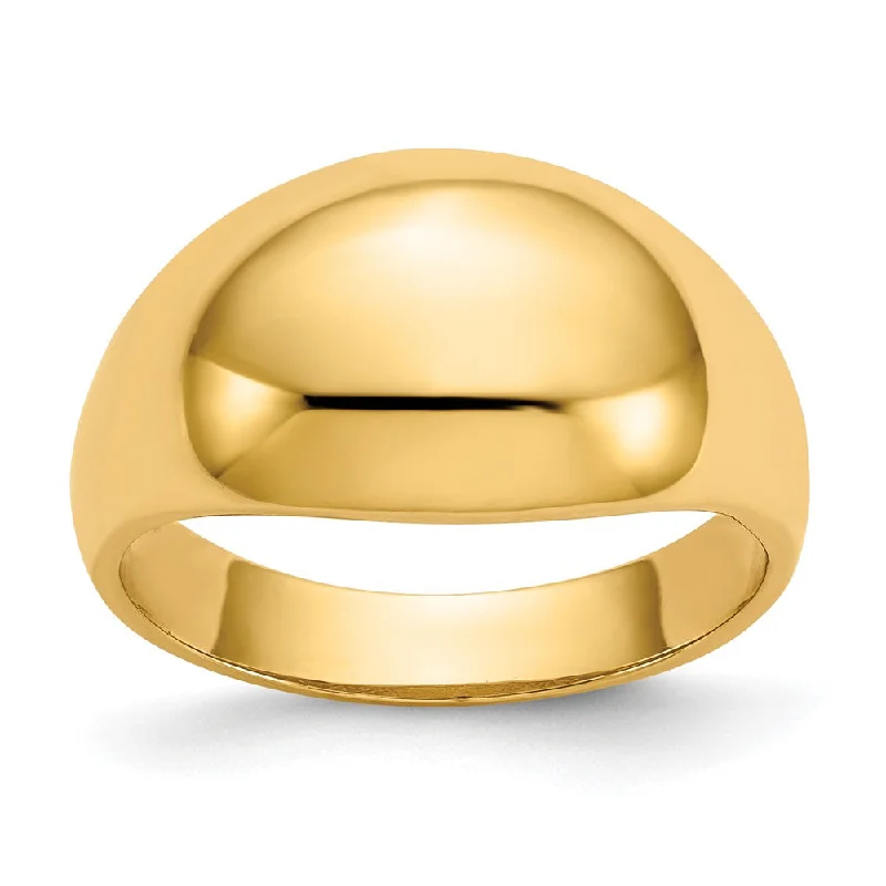 10k Yellow Gold 10mm Domed-top Tapered Cigar Band Ring