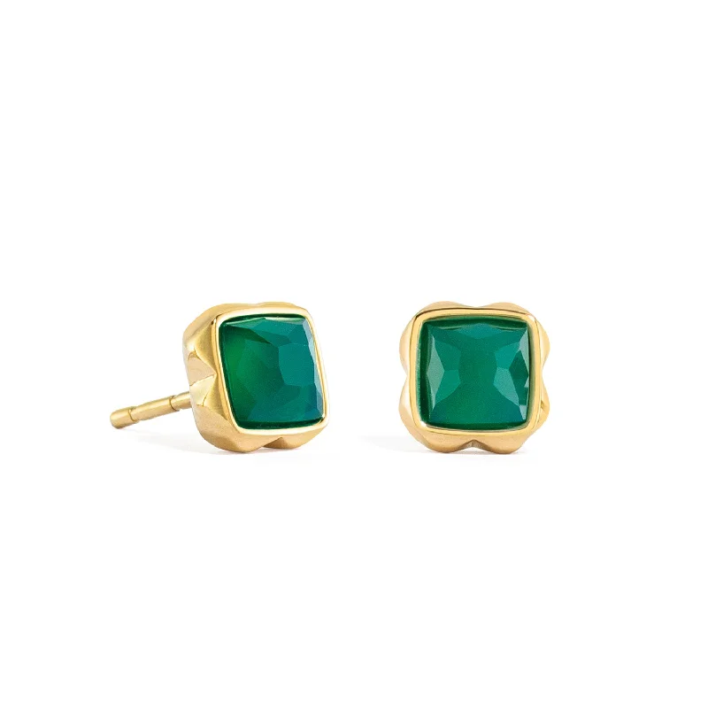 Coeur De Lion Gold May Birthstone Green Agate Earrings