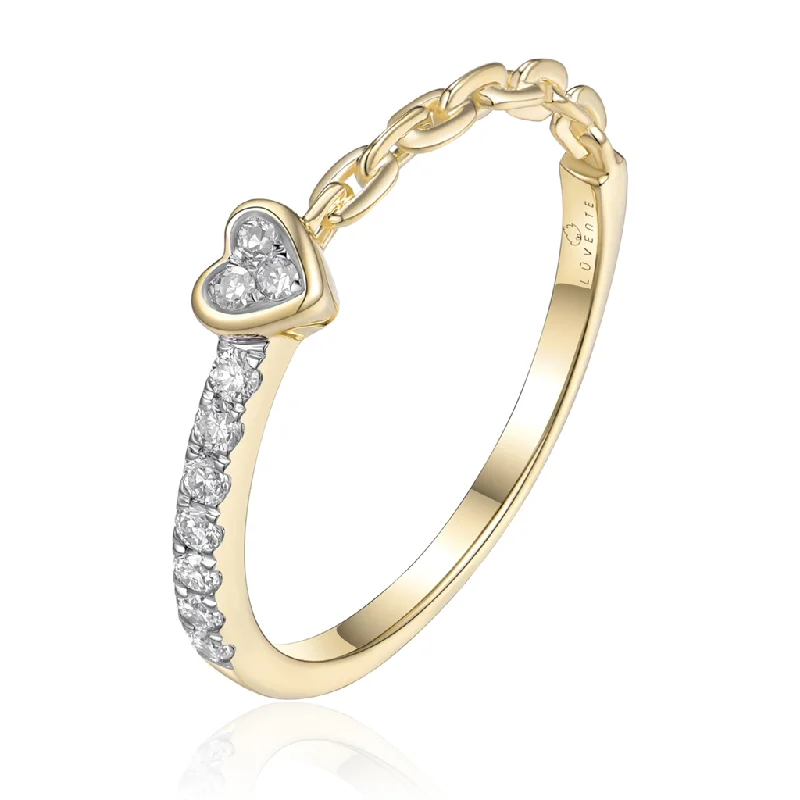 14K Yellow Gold Heart Stackable Diamond Ring