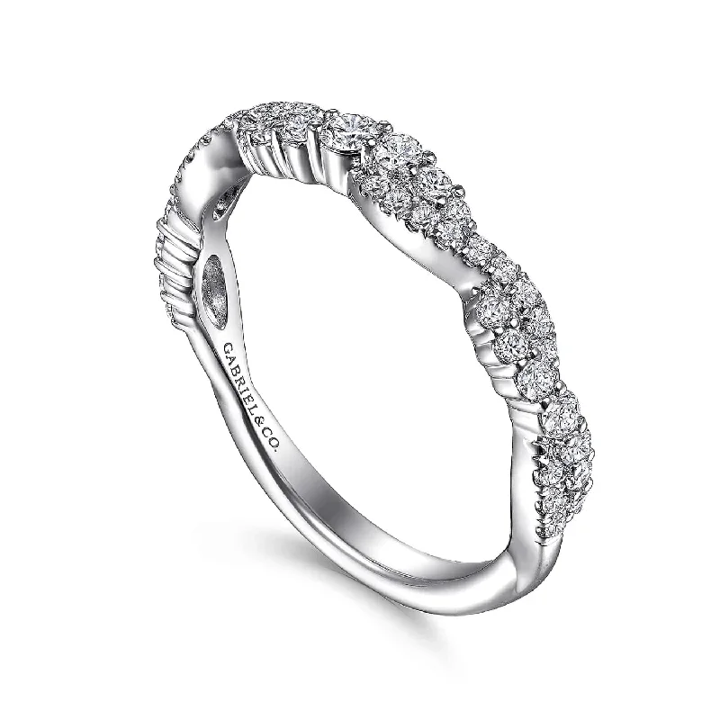 White Gold Diamond Twist Stackable Ring, 0.43 cttw