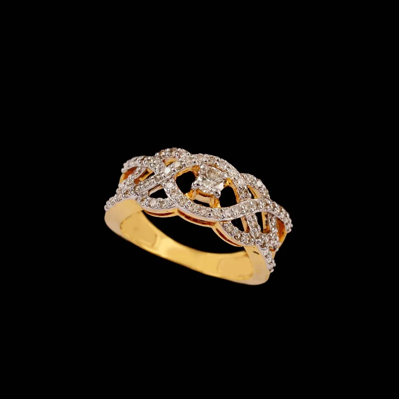 14K YG Cluster Diamond Ring-1pc