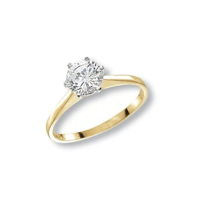 9ct Yellow Gold Ladies Solitaire Zirconia Ring RN402