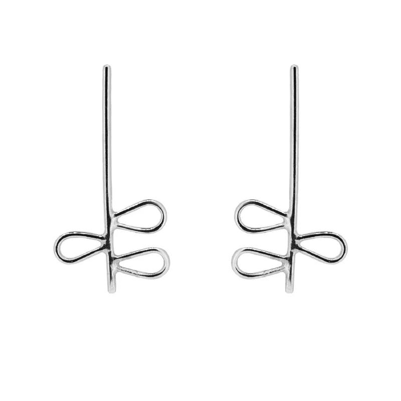 Silver Leafy Line Earrings