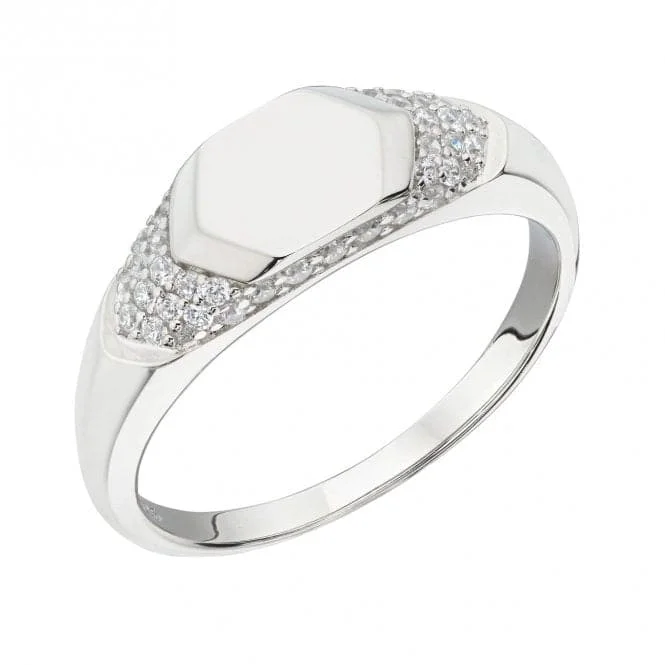 Fiorelli Silver Ring Hexagonal Signet Zirconia R3799C