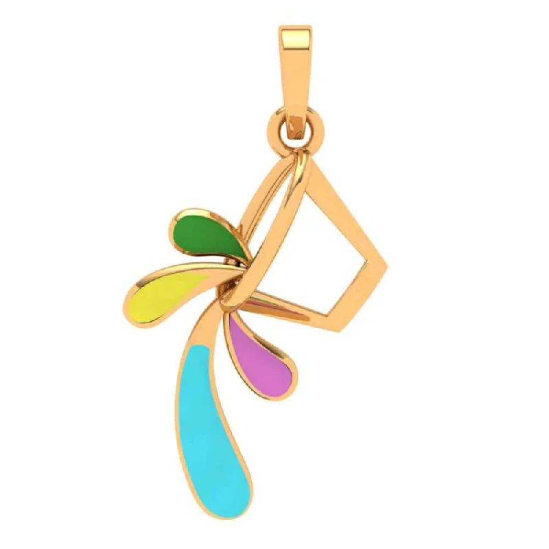 14k Multiple Stone-studded Unique Gold Pendant Design