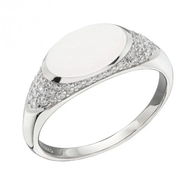 Fiorelli Silver Ring Oval Signet Zirconia R3798C