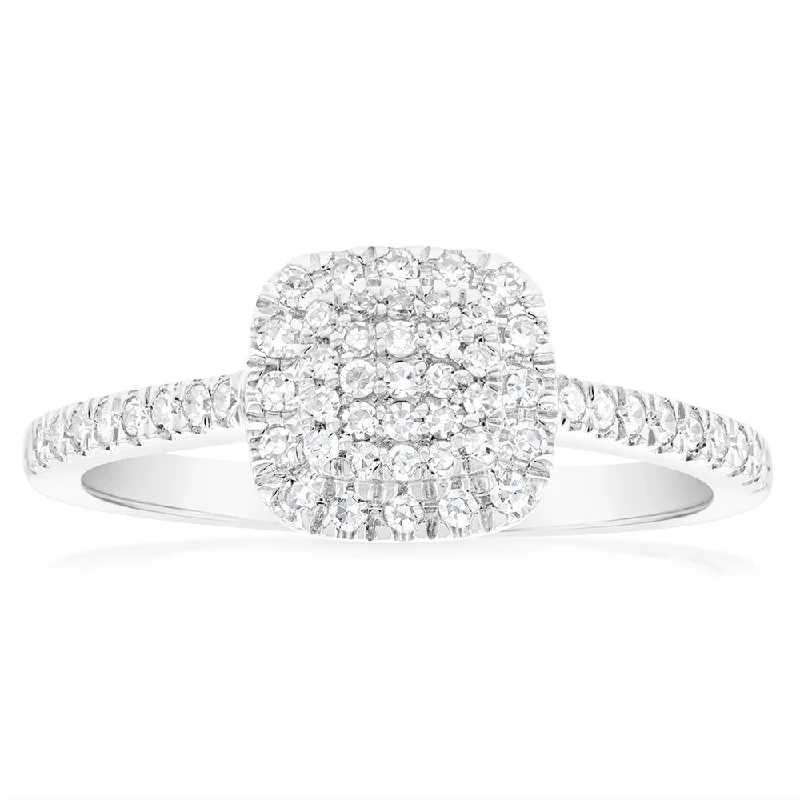 1/4 Carat Luminesce Laboratory Grown Silver Ring with 57 Diamonds