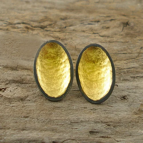 Oval Gold Leaf Studs