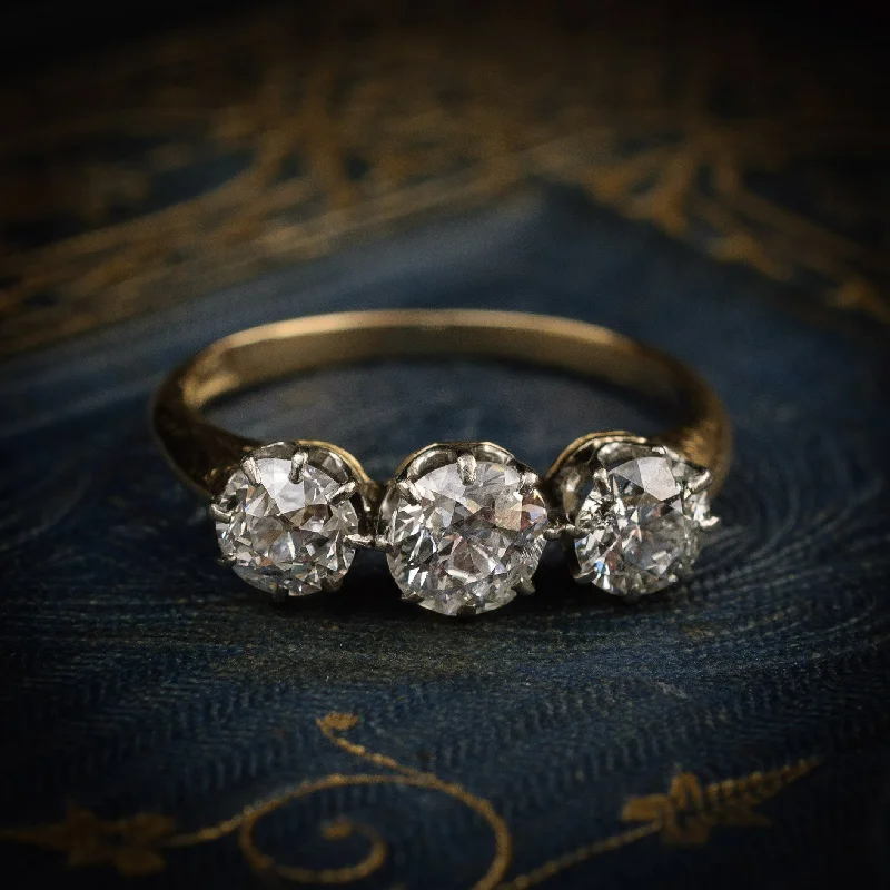 Exquisitely Beautiful Antique Edwardian Diamond Trilogy Engagement Ring