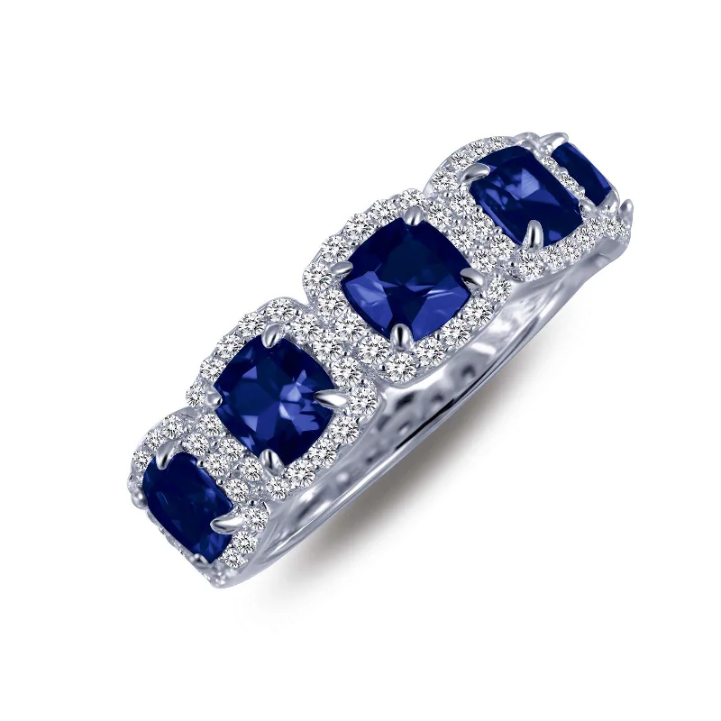 Lafonn Simulated Diamond & Blue Sapphire Halo Anniversary Eternity Band R0145CSP