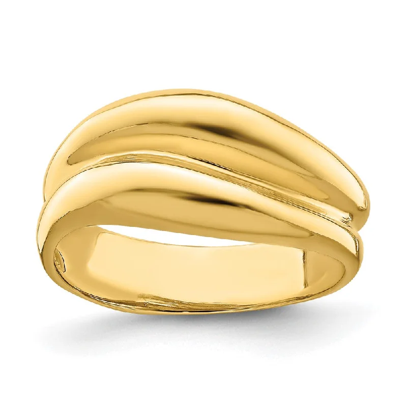 14k Yellow Gold Polished Banded Dome Ring