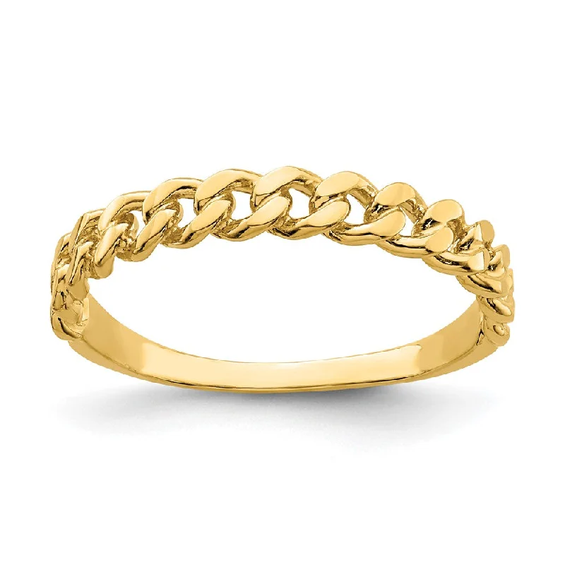 14k Yellow Gold Chain Link Band Ring