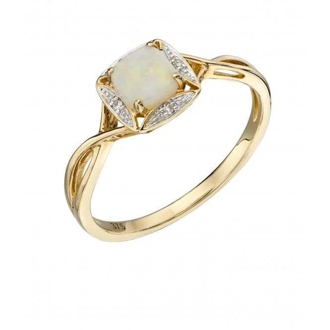 9ct Yellow Gold Opal & Diamond Ring GR569W