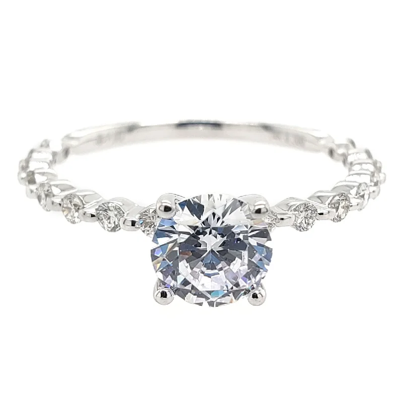 Engagement Ring Setting with Diamond Station Band