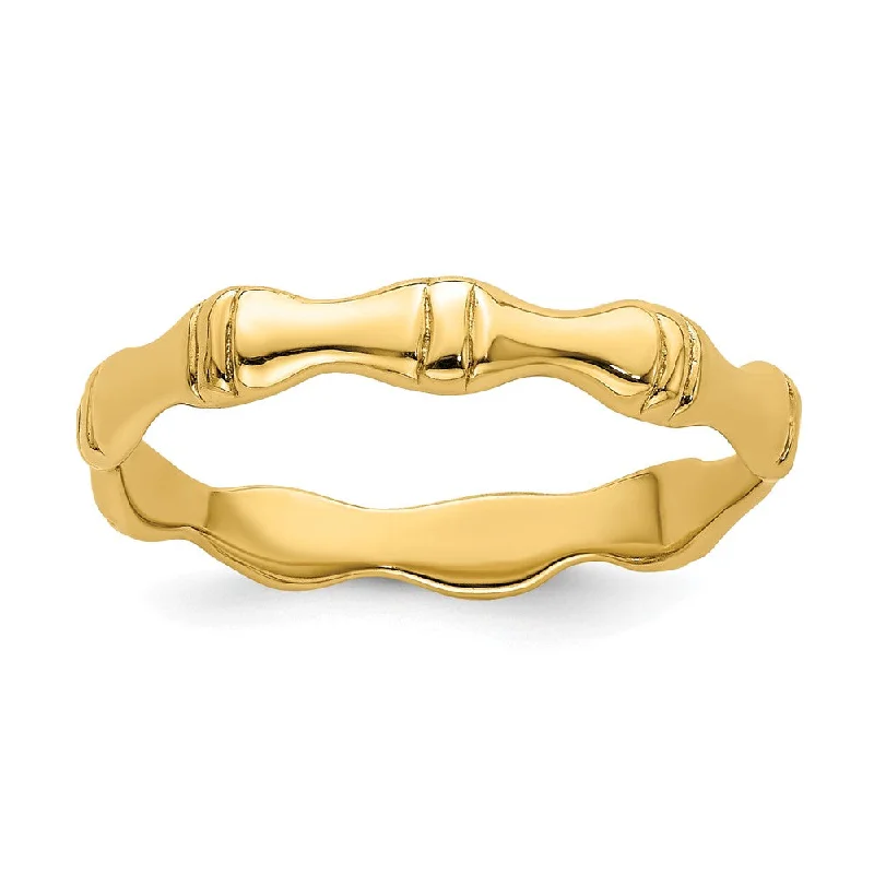 14k Yellow Gold Polished Bamboo Band