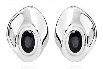 Sterling Silver Black Onyx Stud Earrings