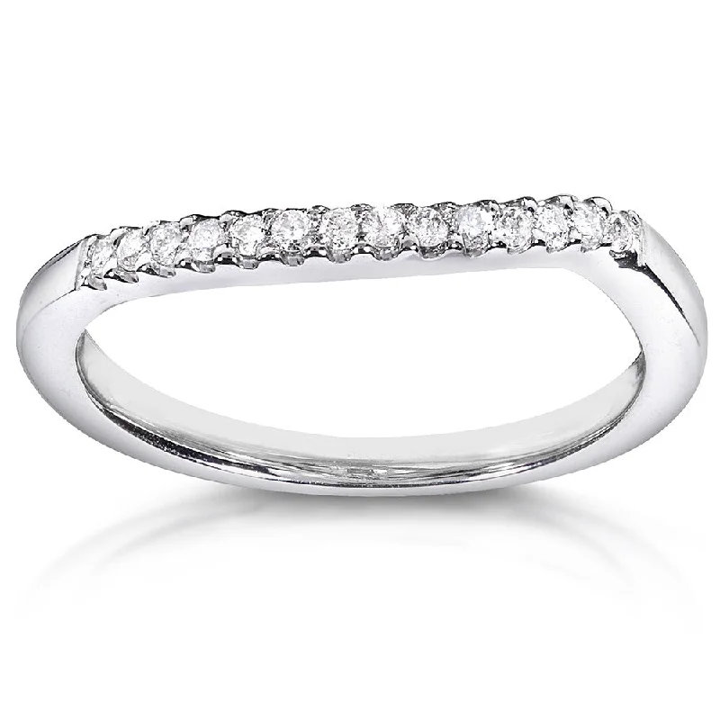 Annello by Kobelli 14k White Gold 1/10ct TDW Curved Diamond Wedding Band