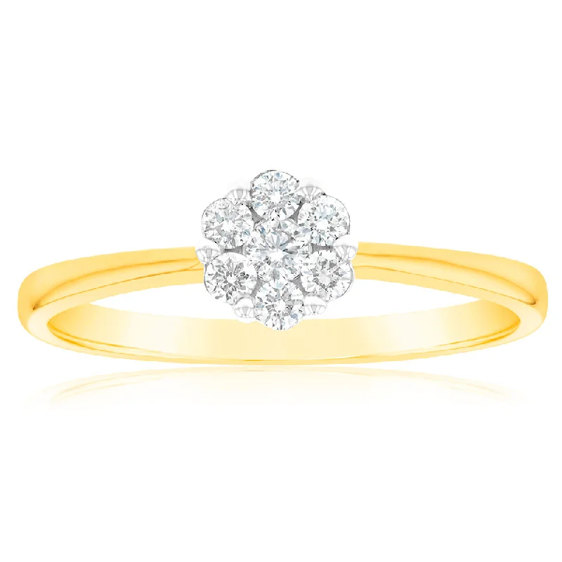 Luminesce Lab Grown 9ct Yellow Gold 1/6 Carat Diamond Solitaire Fancy Ring