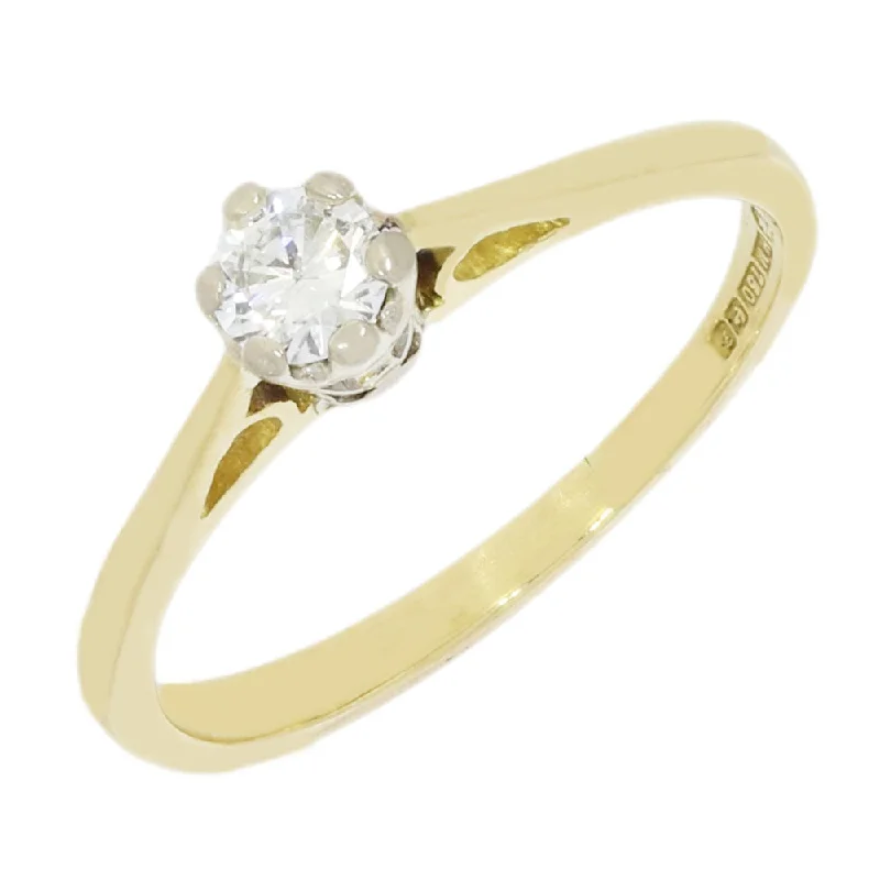 Pre Owned 18ct Yellow Gold 0.16cts Diamond Solitaire Ring