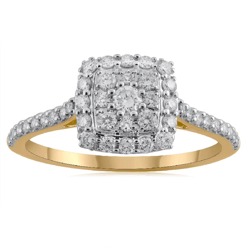 18K YG Cluster Diamond Ring-1pc