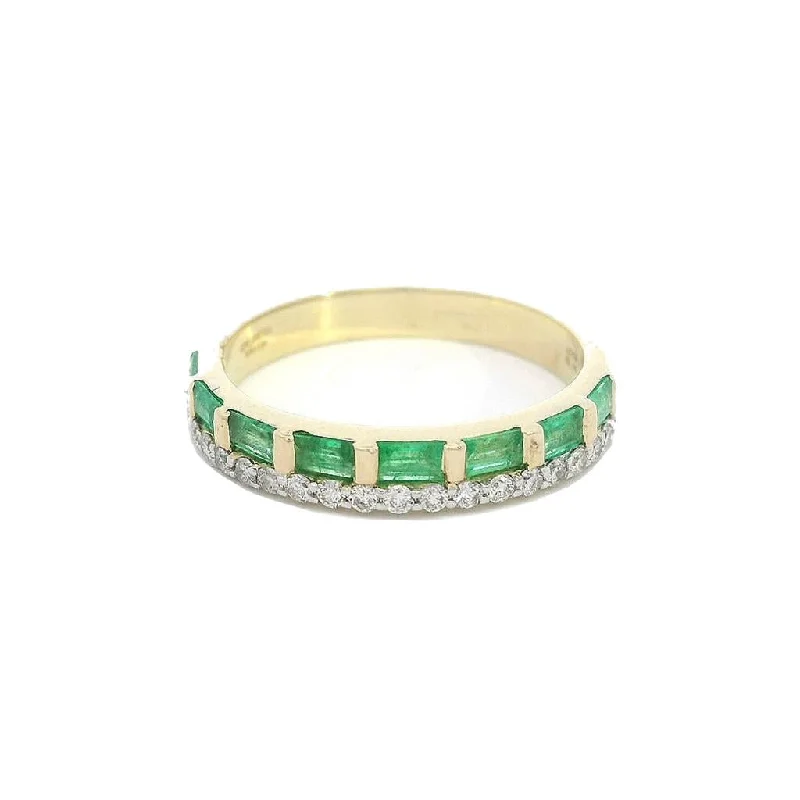 14K Yellow Gold Baguette Emeralds Band Ring