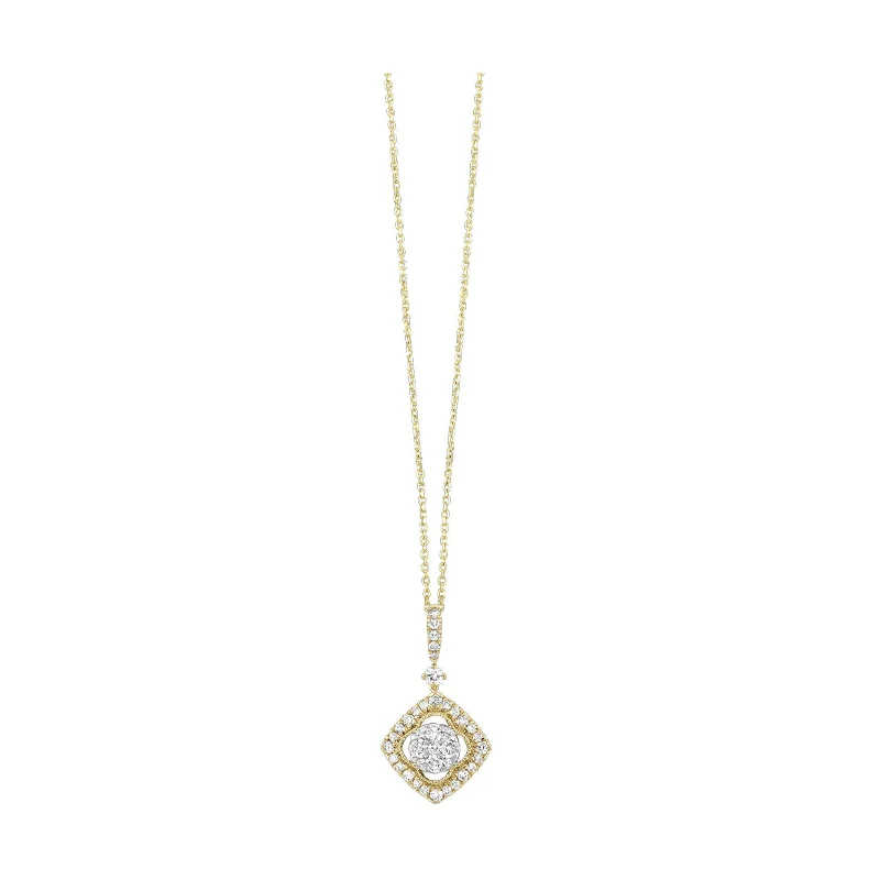 Cushion Shaped Diamond Clover Pendant Necklace, 0.50 cttw