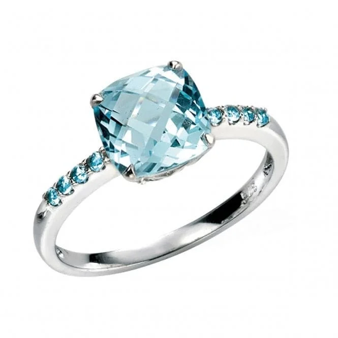 Elements White Gold Sky Blue Topaz Ring Blue Topaz StonesGR217TZ477