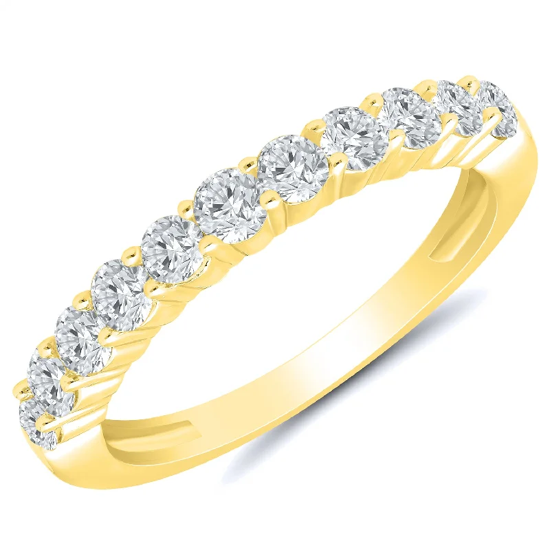 Yellow gold diamond anniversary band with 11 diamonds, 0.75ctw