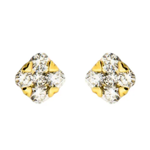 Gold and Diamond Stud Earrings