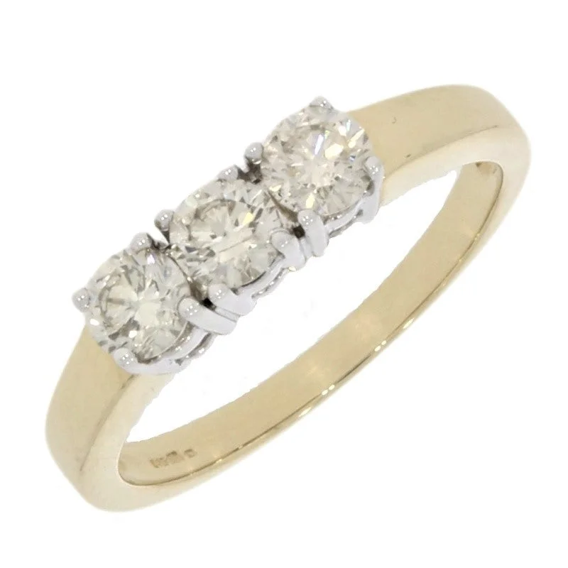 9ct Yellow Gold 0.72ct Diamond Trilogy Ring