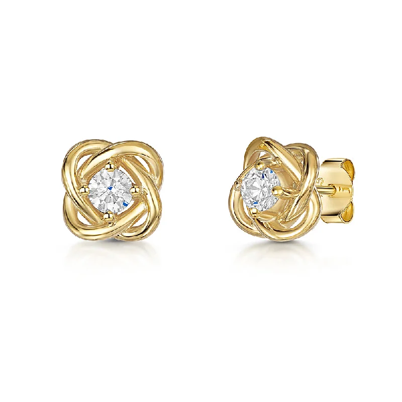 Jools Gold Vermeil Cubic Zirconia Woven Stud Earrings